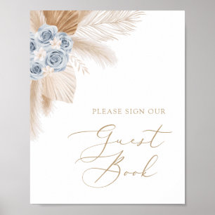 Boho Pampas Grass Boy Baby shower Livre d'or Signa