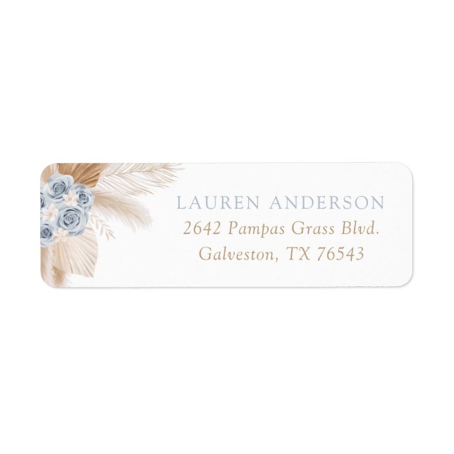  Boho Pampas Grass Boy Baby Shower Return Address (Front)