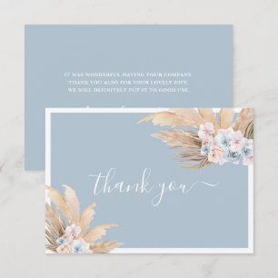 Boho Pampas Grass Boy carte de remerciements