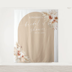Boho Pampas Grass Bridal Shower Backdrop Tapestry