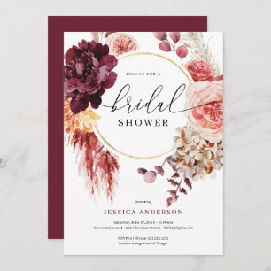 Boho Pampas Grass Bridal Shower Invitation