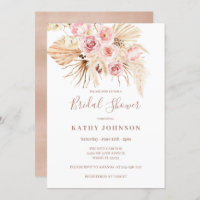 Boho Pampas Grass Bridal Shower Invitation