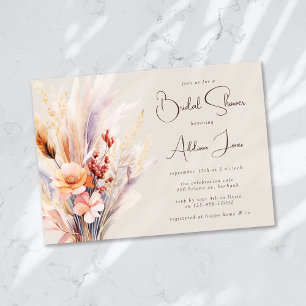 Boho Pampas Grass Bridal Shower Invitation