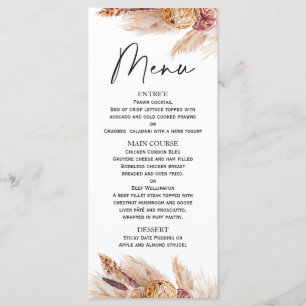 Boho Pampas Grass Bridal Shower Menu