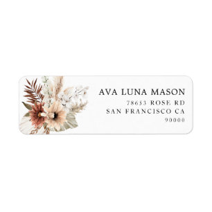 Boho Pampas Grass Bridal Shower Return Address 