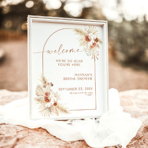 Boho Pampas Grass Bridal Shower Welcome Poster