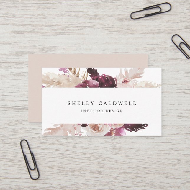 Boho Pampas Grass Business Card (Front/Back In Situ)