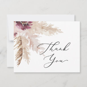 Boho Pampas Grass Carte de remerciements