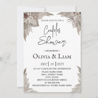 Boho Pampas Grass Couples Shower Invitation