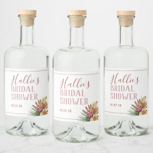 Boho Pampas Grass Custom Liquor Bottle Label