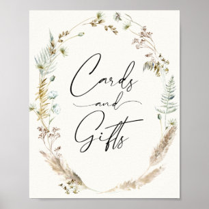 Boho Pampas Grass Dried Bouquet Cards and Gifts Poster