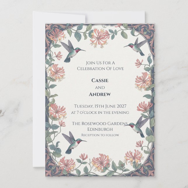 Boho Pampas Grass Dried Floral Wedding Invitation (Front)