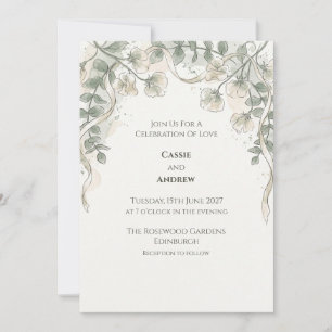 Boho Pampas Grass Dried Floral Wedding Invitation