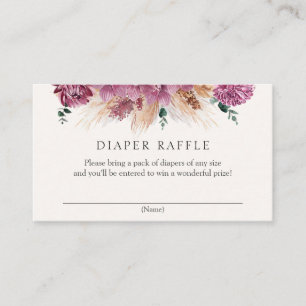 Boho Pampas Grass Dried Florals Diaper Raffle Encl Enclosure Card