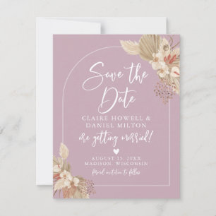 Boho Pampas Grass Dusty Rose Pink Save The Date