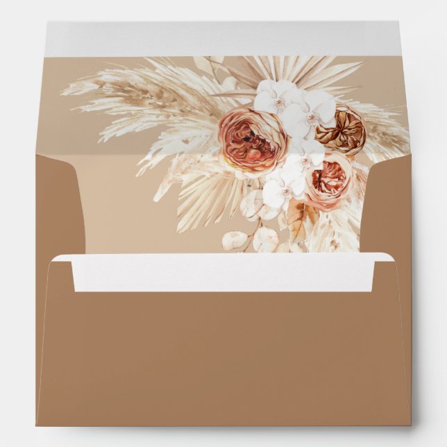Boho Pampas Grass Envelopes, Modern Floral Liners  Envelope (Back (Bottom))