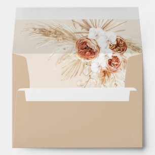 Boho Pampas Grass Envelopes, Modern Floral Liners Envelope