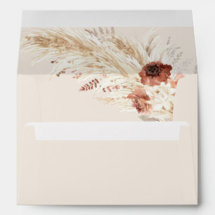 Boho Pampas Grass Envelopes, Terracotta Florals En Envelope