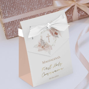 boho pampas grass First Holy Communion  Favor Box