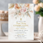 Boho Pampas Grass First Holy Communion Invitation<br><div class="desc">Boho Pampas Grass First Holy Communion, 
Girl First Communion editable invitation,  Communion daughter 
Primera Comunión</div>