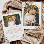 Boho Pampas Grass Floral Arch Wedding Photo Thank You Card<br><div class="desc">Pampas Grass Arch Floral Boho Terracotta Wedding Photo Thank You Card. For further customization,  please click the "customize further" link and use our design tool to modify this template.</div>