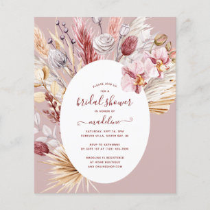 Boho Pampas Grass Floral Bridal Shower Invitation Flyer