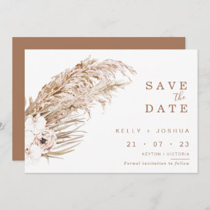 Boho Pampas Grass Floral Enregistrer la carte Date