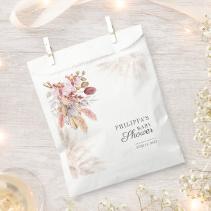 Boho Pampas Grass Floral Girl Baby Shower Favour Bag