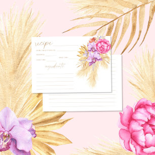Boho pampas grass Floral recipe card