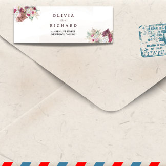 Boho Pampas Grass Floral Return Address Label 