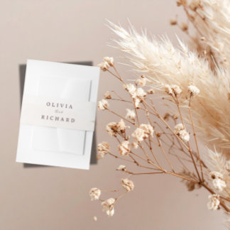 Boho Pampas Grass Floral Wedding Belly Band  Invitation Belly Band