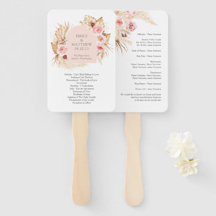 Boho Pampas Grass Floral  Wedding Program Fan