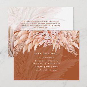 BOHO Pampas Grass Floral Wedding Save The Date Pos Postcard