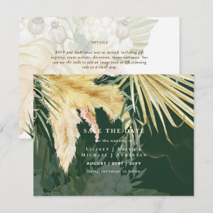 BOHO Pampas Grass Floral Wedding Save The Date Pos Postcard
