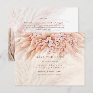 BOHO Pampas Grass Floral Wedding Save The Date Pos Postcard