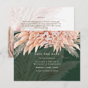 BOHO Pampas Grass Floral Wedding Save The Date Pos Postcard