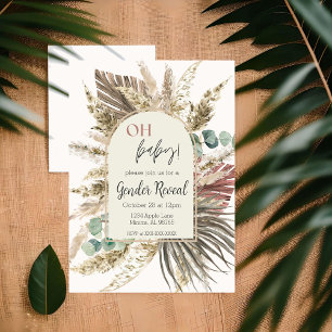 Boho Pampas Grass Gender Reveal Invitation