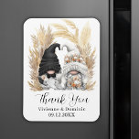 Boho Pampas Grass Gnome Wedding Thank You Card Magnet<br><div class="desc">Personalized elegant wedding thank you magnet favours for your guests,  featuring a bride and groom gnome couple and a boho pampas grass arch illustration. Edit the card template with a date and the newlyweds' names.</div>