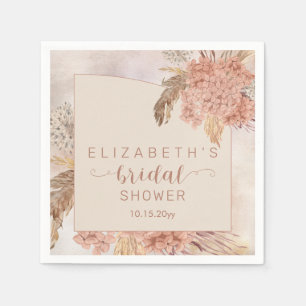Boho Pampas Grass Hydrangeas Bridal Shower Napk Napkin