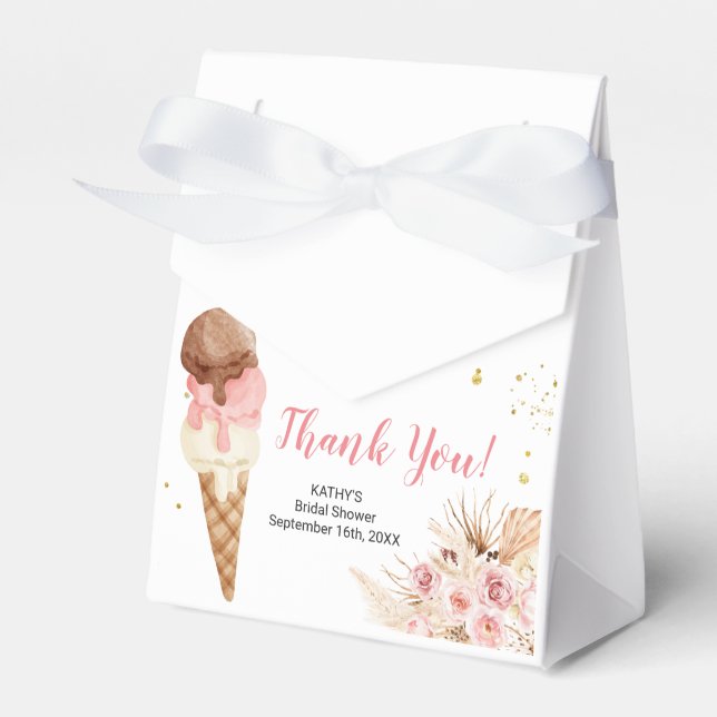 Boho Pampas Grass Ice cream Party Favor Box (Front Side)