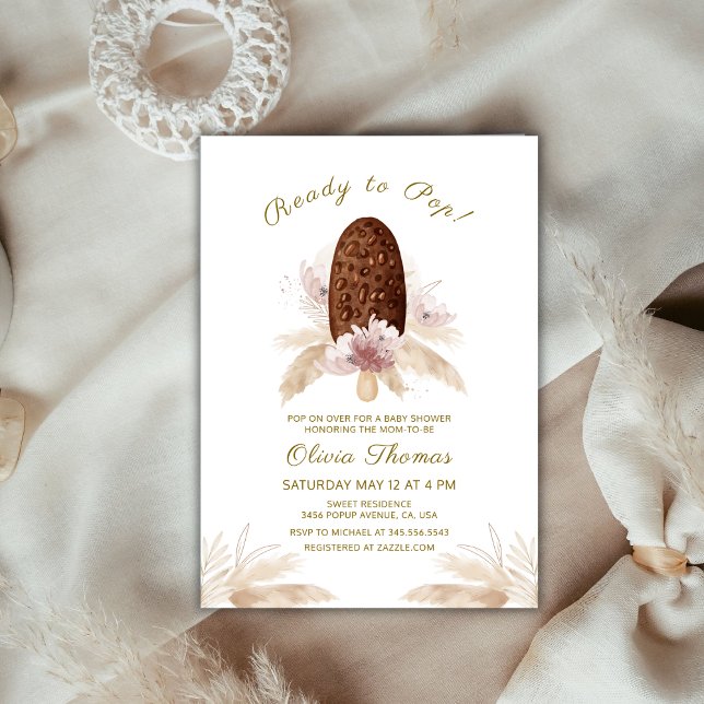 Boho Pampas Grass Ice Cream Popcicle Baby Shower  Invitation (Boho Pampas Grass Ice Cream Popcicle Baby Shower Invitation)