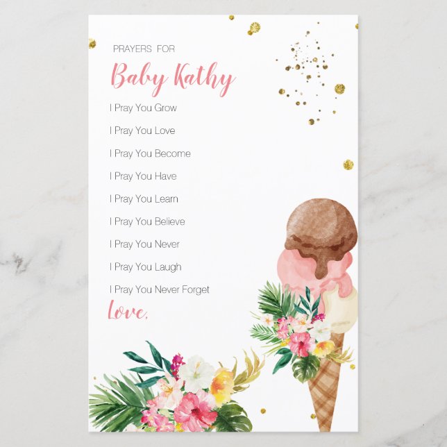 Boho Pampas Grass Ice cream Prayers for Baby Sign (Front)