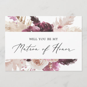 Boho Pampas Grass Matron of Honour Proposal Card