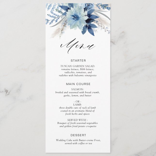 boho pampas grass menu card (Front)