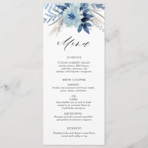 boho pampas grass menu card