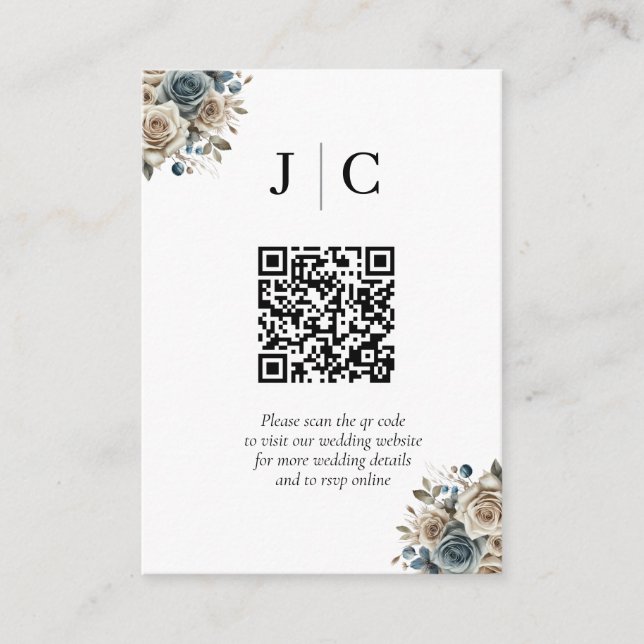 Boho Pampas Grass Minimalist QR Code Enclosure Card (Front)