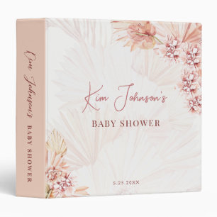 Boho Pampas Grass Neutral Baby Shower Blush Peach Binder