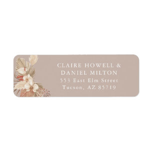 Boho Pampas Grass Neutrals Return Address