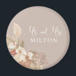 Boho Pampas Grass Neutrals Wedding Magnet<br><div class="desc">Boho magnet keepsake that can be personalized with a custom last name. Neutral tones and pampas grass provide an understated elegance. This magnet would make a lovely gift for newlyweds!</div>