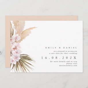 Boho Pampas Grass New Wedding Date Invitation